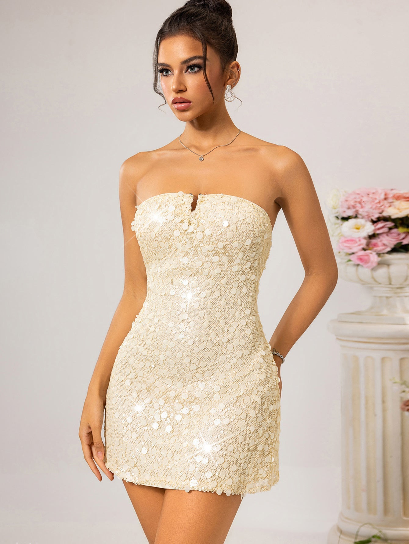Women Clothing Party Dress Sexy Backless Sequ Dress