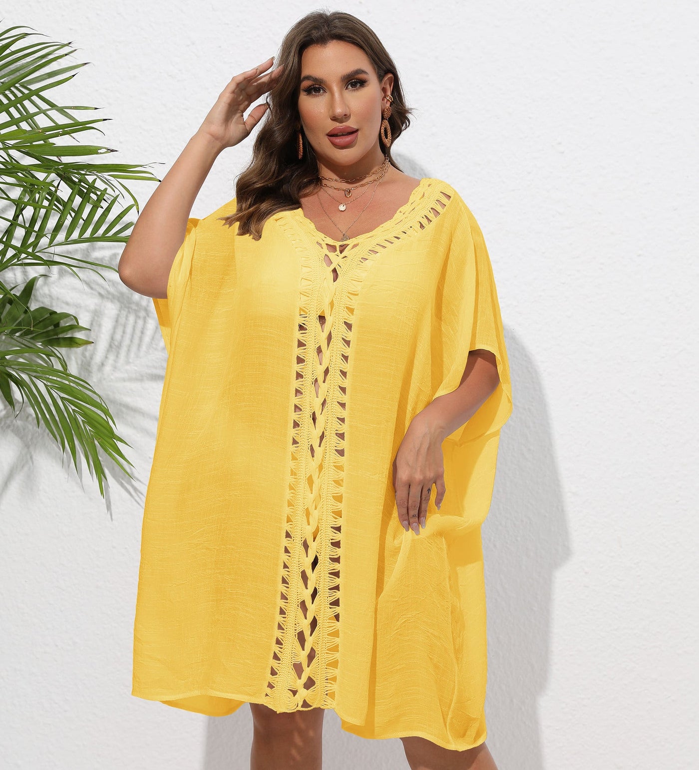 Women Dress Women Clothes Crochet Stitching Loose Beach Bikini Cover Up Blouse
