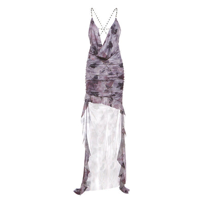 Spring Summer Sexy Girls Swing Collar Backless Slip Dress French Stringy Selvedge Dress Women