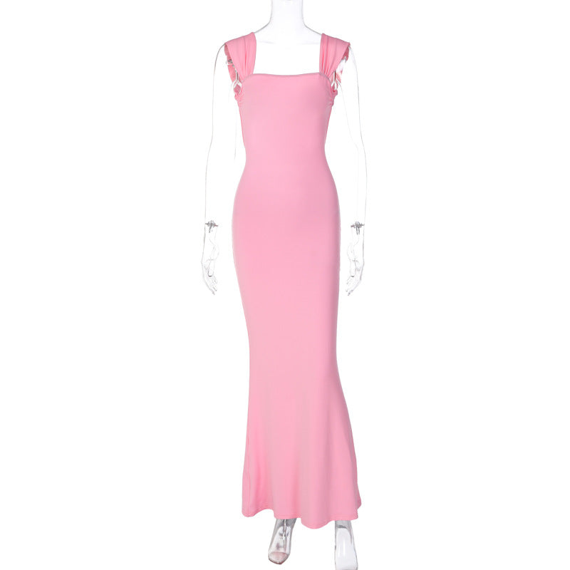 Women Clothing Tied Dress Fashionable Slimming Sheath Backless Camisole Dress Women