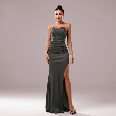 Women Clothing Chest Wrapped off Neck Slim Fit Sheath Cocktail Fishtail Evening Dress