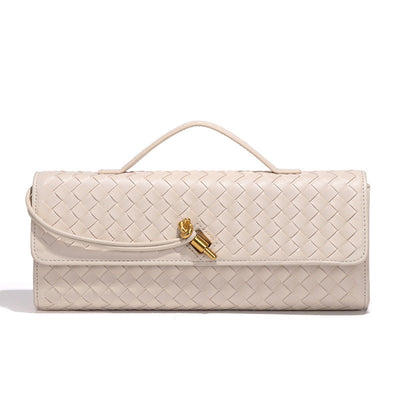 Woven Dinner Bag Soft Leather Mid Ancient Baguette Bag File Holder Horizontal Crossbody Bag Women