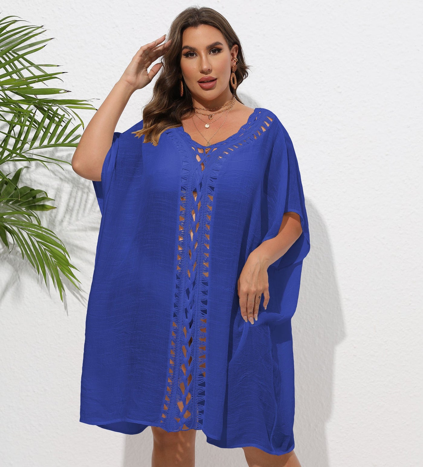 Women Dress Women Clothes Crochet Stitching Loose Beach Bikini Cover Up Blouse