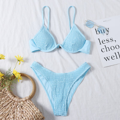 Bikini Pleating Craft Nylon Swimsuit Swimwear