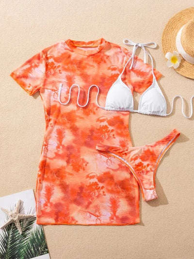 Bikini Outer Single Swimsuit Bikini Women Split Sleeved Blouse Swimsuit Three Piece Yongzh