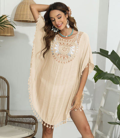 Women Ruffled Dress Women Clothing Hand Crocheting Stitching Tassel Beach Beach Cover Up