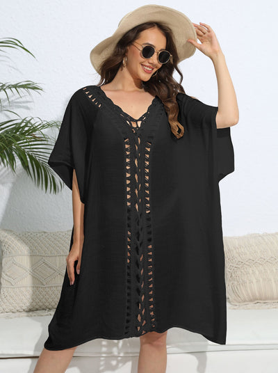 Women Blouse Women Clothing Crochet Stitching Loose Dress Beach Bikini Cover up