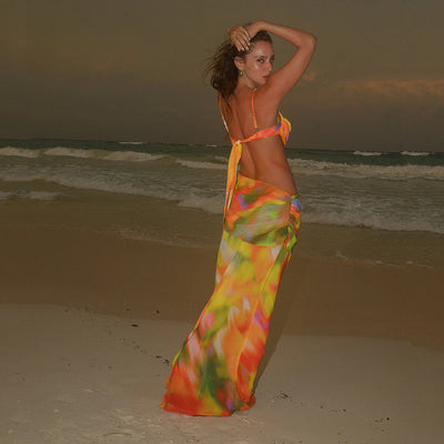 Bikini Bikini Women Swimsuit Swimsuit Printed Beach Dress Maxidress