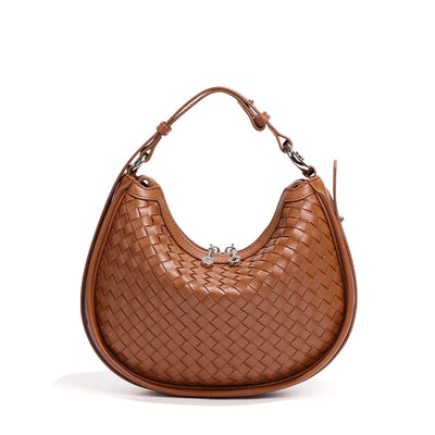 Woven Bag Women Woven Bag Idle Soft Leather Textured Oval Saddle Hand Carrying Selenodont Bag