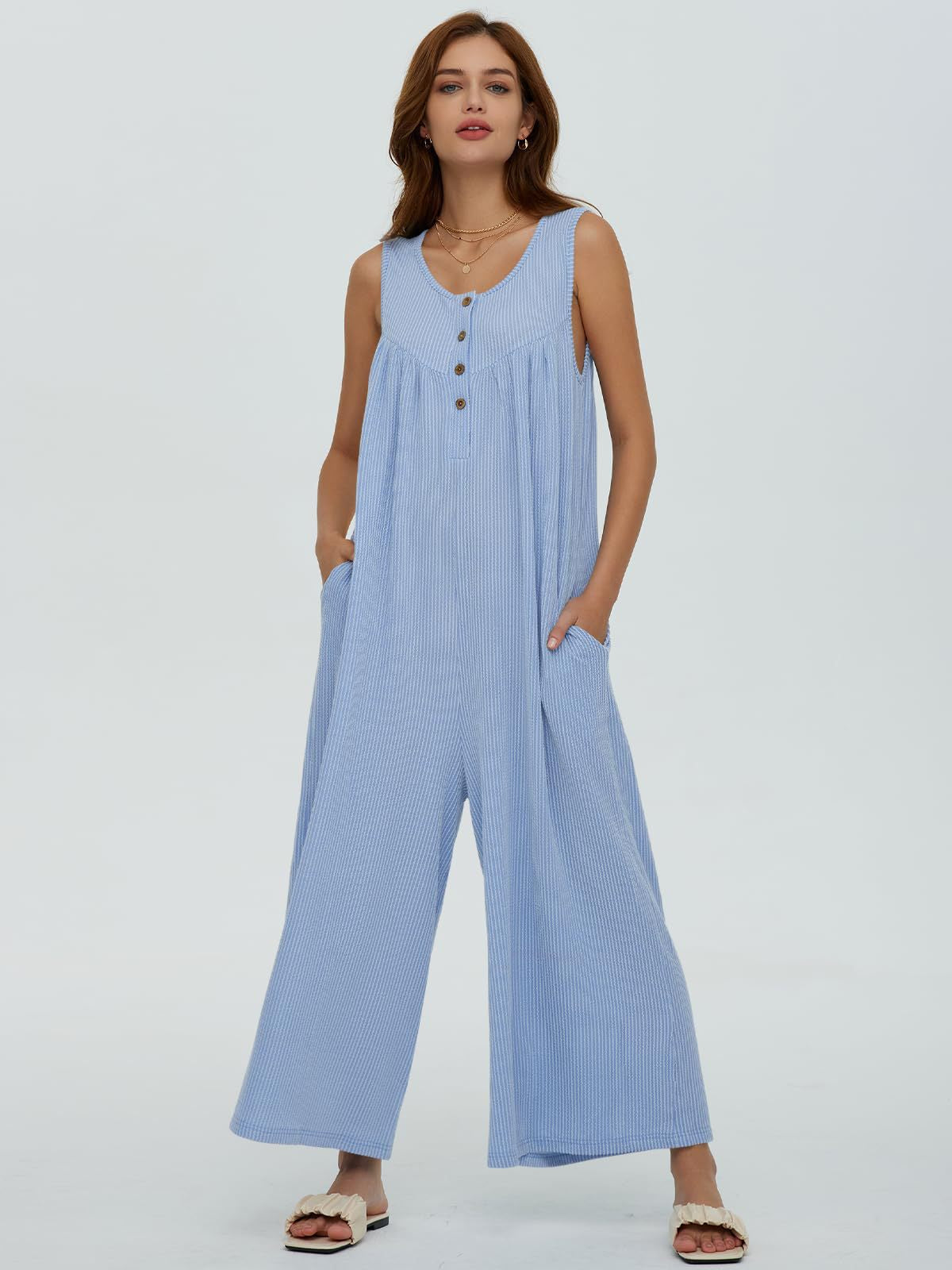Autumn Winter Women Fresh Casual Women Pocket Jumpsuit