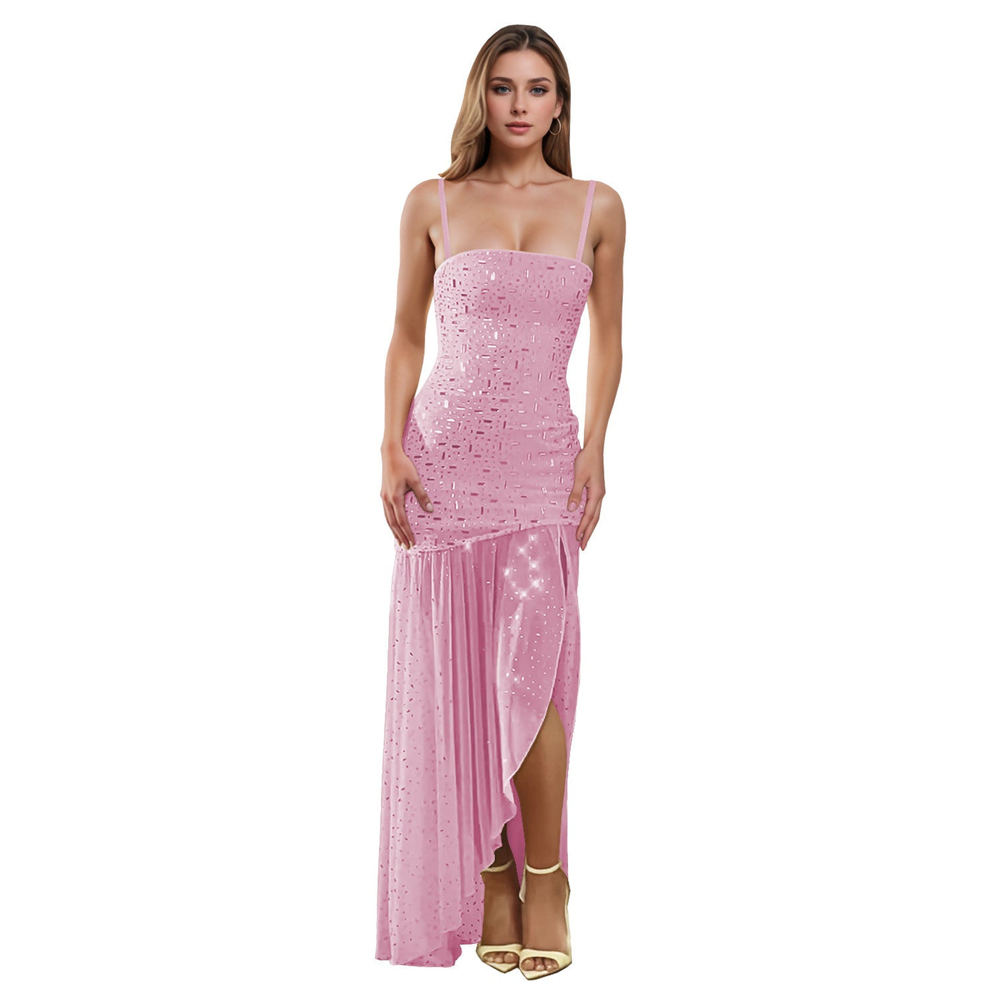 Women Wear Summer Sexy Drilling Sleeveless Split Dress