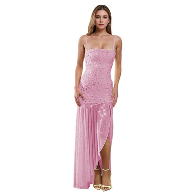 Women Wear Summer Sexy Drilling Sleeveless Split Dress
