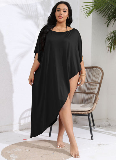 Women Vacation Beach Blouse plus Size Women Clothes off Shoulder Bikini Irregular Asymmetric Dress