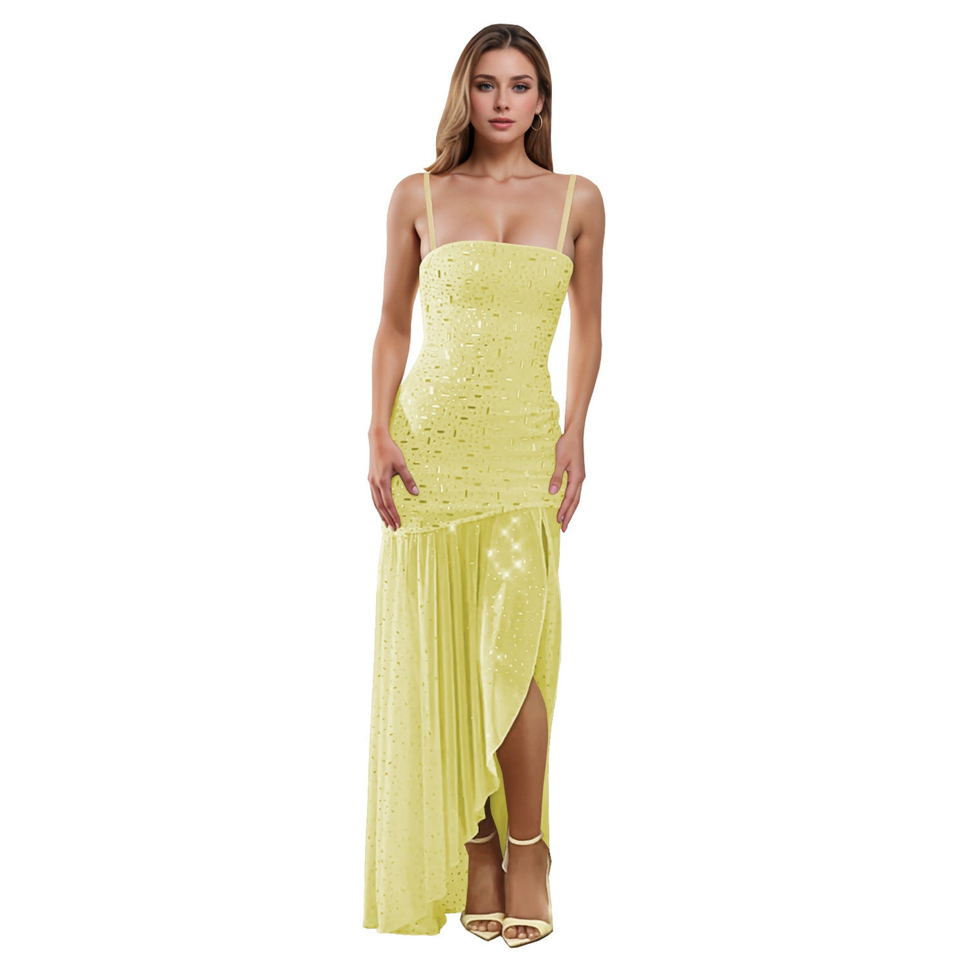 Women Wear Summer Sexy Drilling Sleeveless Split Dress