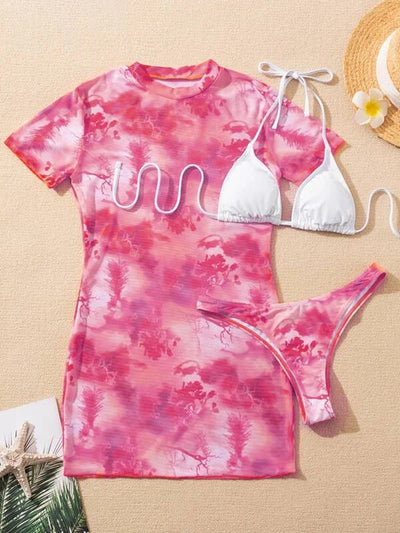 Bikini Outer Single Swimsuit Bikini Women Split Sleeved Blouse Swimsuit Three Piece Yongzh