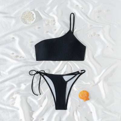 Arrival Split Two Piece Sets Bikini Women Sloping Shoulder Backless Sexy Minimalist Swimsuit Swimwear