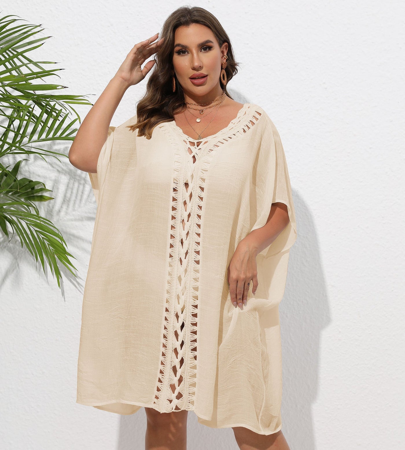 Women Dress Women Clothes Crochet Stitching Loose Beach Bikini Cover Up Blouse