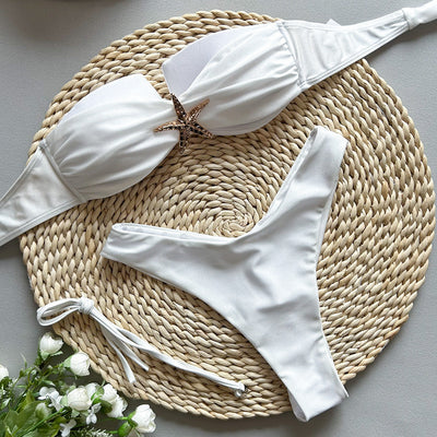 Bikini Sexy Bikini Tube Top Stitching Split Women Swimsuit Swimsuit Women