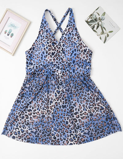 Arrival Blue Leopard Print Halter Split Sexy Bikini