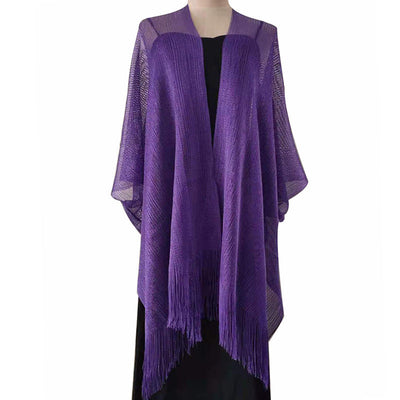 Beach Solid Color Sun Proof Tassel Knitting Beach Cover Up Sweater Shawl Cardigan