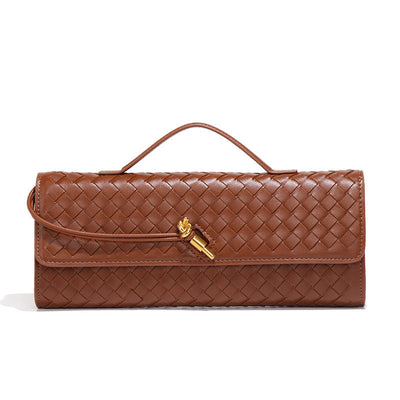 Woven Dinner Bag Soft Leather Mid Ancient Baguette Bag File Holder Horizontal Crossbody Bag Women