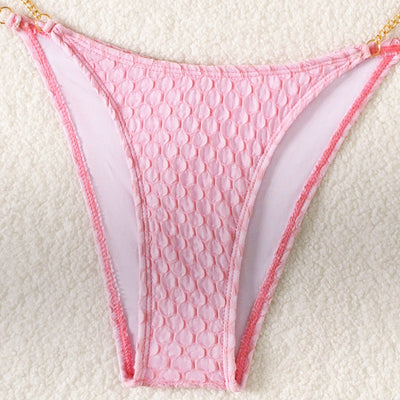 Tube Top Lace up Bikini Swimsuit Women Split Small Chest Push up Big Breasts Sexy Bikini