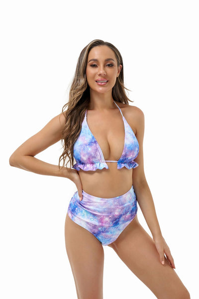 Women Swimwear Bikini High Waist Sexy Backless Split Swimsuit Printed Bikini