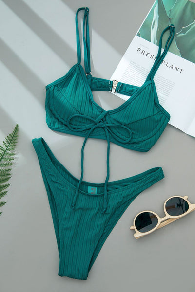 Women Swimsuit Steel Bracket Gathered Sexy Bikini Strap Backless Split Swimsuit Bikini