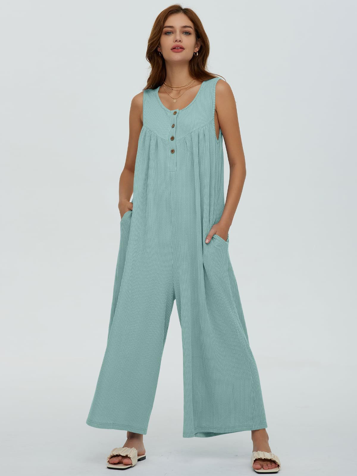 Autumn Winter Women Fresh Casual Women Pocket Jumpsuit