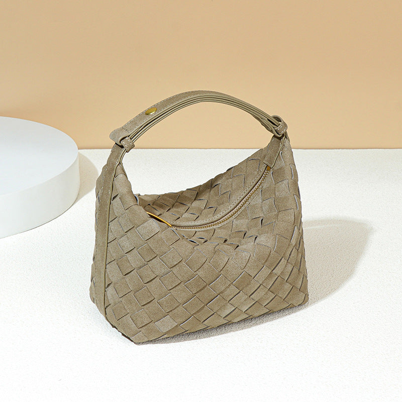 Women Bag Lunch Box Bag Special Interest Design Autumn Winter Frosted Material Underarm Bag Woven Bag Shoulder Bag Hand Bag