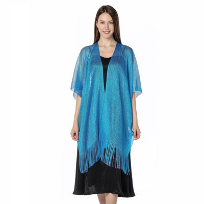 Beach Solid Color Sun Proof Tassel Knitting Beach Cover Up Sweater Shawl Cardigan
