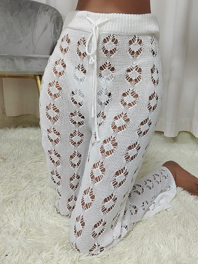 Women Pants Women Clothing Sexy Cutout See Through Woven Bootcut Pants Beach Pants