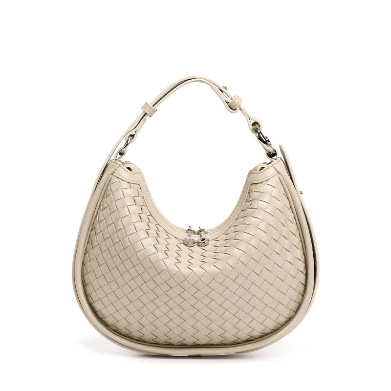 Woven Bag Women Woven Bag Idle Soft Leather Textured Oval Saddle Hand Carrying Selenodont Bag