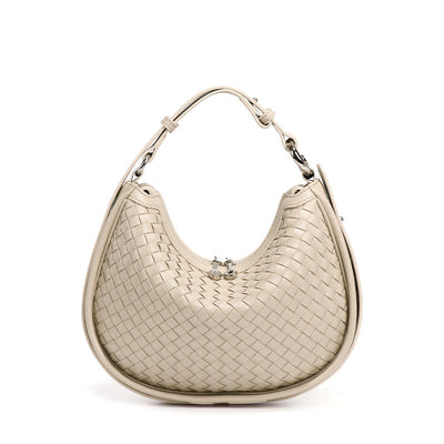 Woven Bag Women Woven Bag Idle Soft Leather Textured Oval Saddle Hand Carrying Selenodont Bag