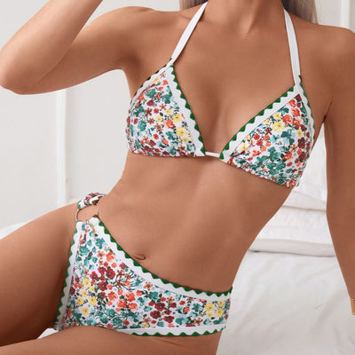 Triangle Bag Split Women Bikini Seaside Beach Swimsuit Printed Women Bikini