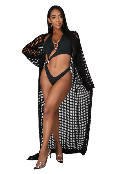 Women Clothing Dress Sun Protective Blouse Beach Maxi Dress Knitted Cardigan Cape
