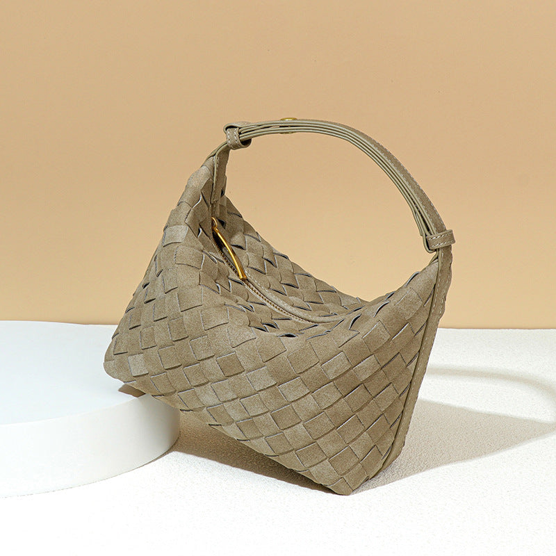 Women Bag Lunch Box Bag Special Interest Design Autumn Winter Frosted Material Underarm Bag Woven Bag Shoulder Bag Hand Bag
