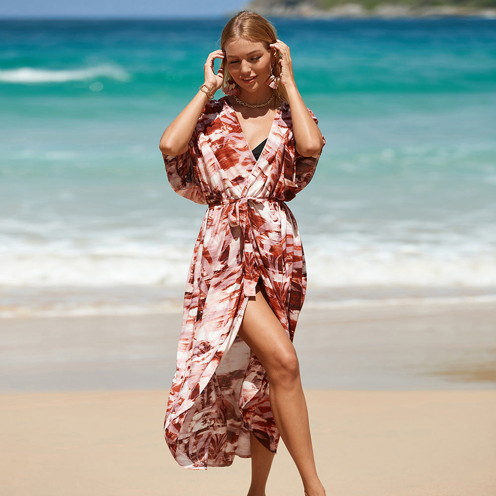 Women Clothes Cotton Blouse Sexy Vacation Beach Dress