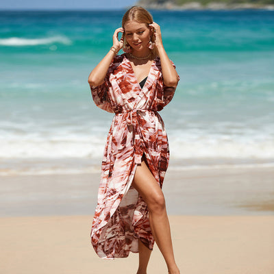 Women Clothes Cotton Blouse Sexy Vacation Beach Dress