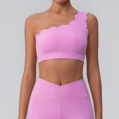 Nude Feel Lace with Chest Pad Yoga Jacket Medium Tenacity Shockproof Fitness Vest Shoulder Belt Sports Bra