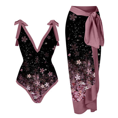 Women Sexy Siamese Conservative Cover Belly Thin Swimsuit Spring Bathing Suit Women Chiffon Beach Dress