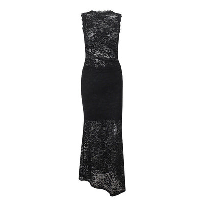 Women Clothing Summer Sexy Lace Hollow Out Cutout Top See through Hip Skirt Set Women