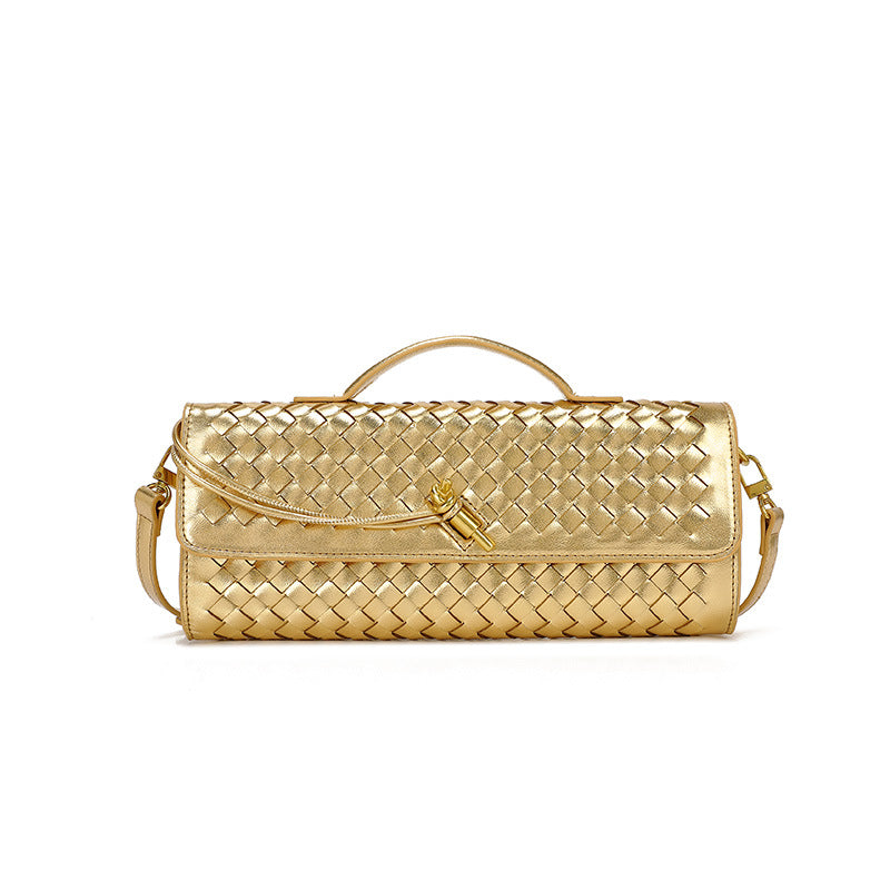 Woven Dinner Bag Soft Leather Mid Ancient Baguette Bag File Holder Horizontal Crossbody Bag Women