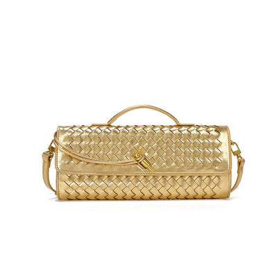 Woven Dinner Bag Soft Leather Mid Ancient Baguette Bag File Holder Horizontal Crossbody Bag Women