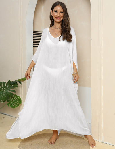Women Dress Women Clothing Solid Color Loose Blouse Beach Vacation Split Mop Dress