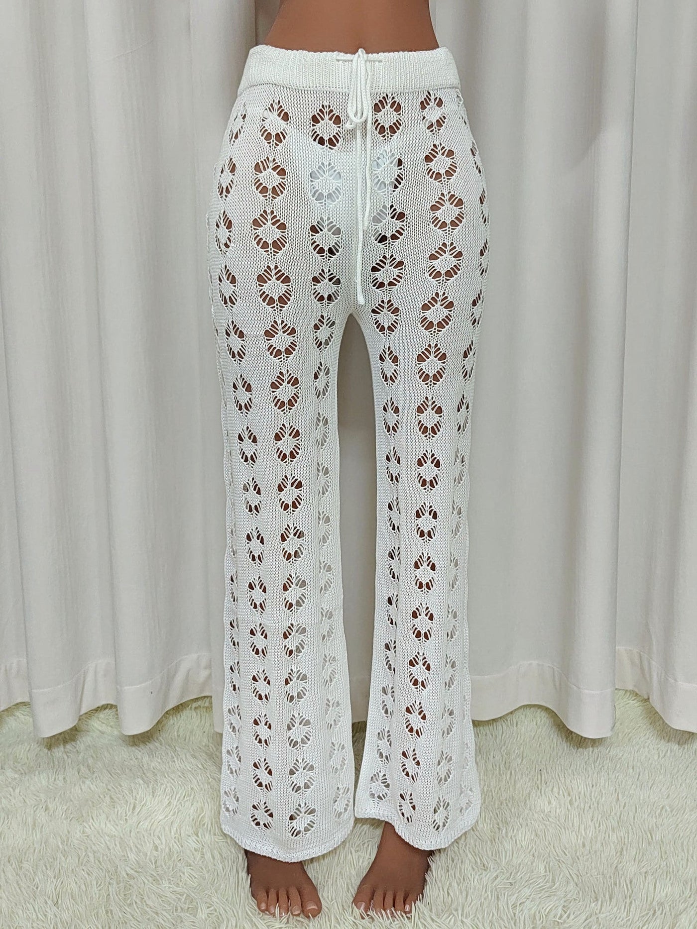 Women Pants Women Clothing Sexy Cutout See Through Woven Bootcut Pants Beach Pants