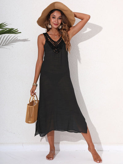 Women Vacation Beach Dress Women Clothing Hand Crocheting Stitching Vest Dress Sexy Backless Blouse