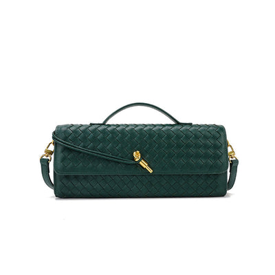 Woven Dinner Bag Soft Leather Mid Ancient Baguette Bag File Holder Horizontal Crossbody Bag Women