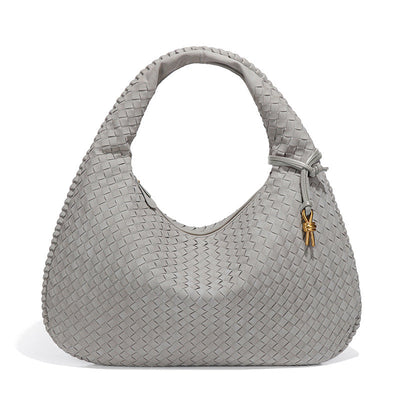 Woven Bag Dumplings Bag Hand Carry Office Underarm Bag Autumn Winter Retro Suede Surface Soft Leather