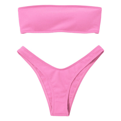 Bikini Ladies Solid Color Split Back Hollow Out Cutout Out Swimsuit Bikini